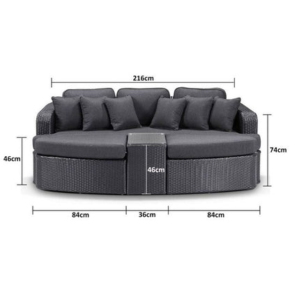 Noosa Outdoor Wicker 4 Piece Modular Garden Daybed