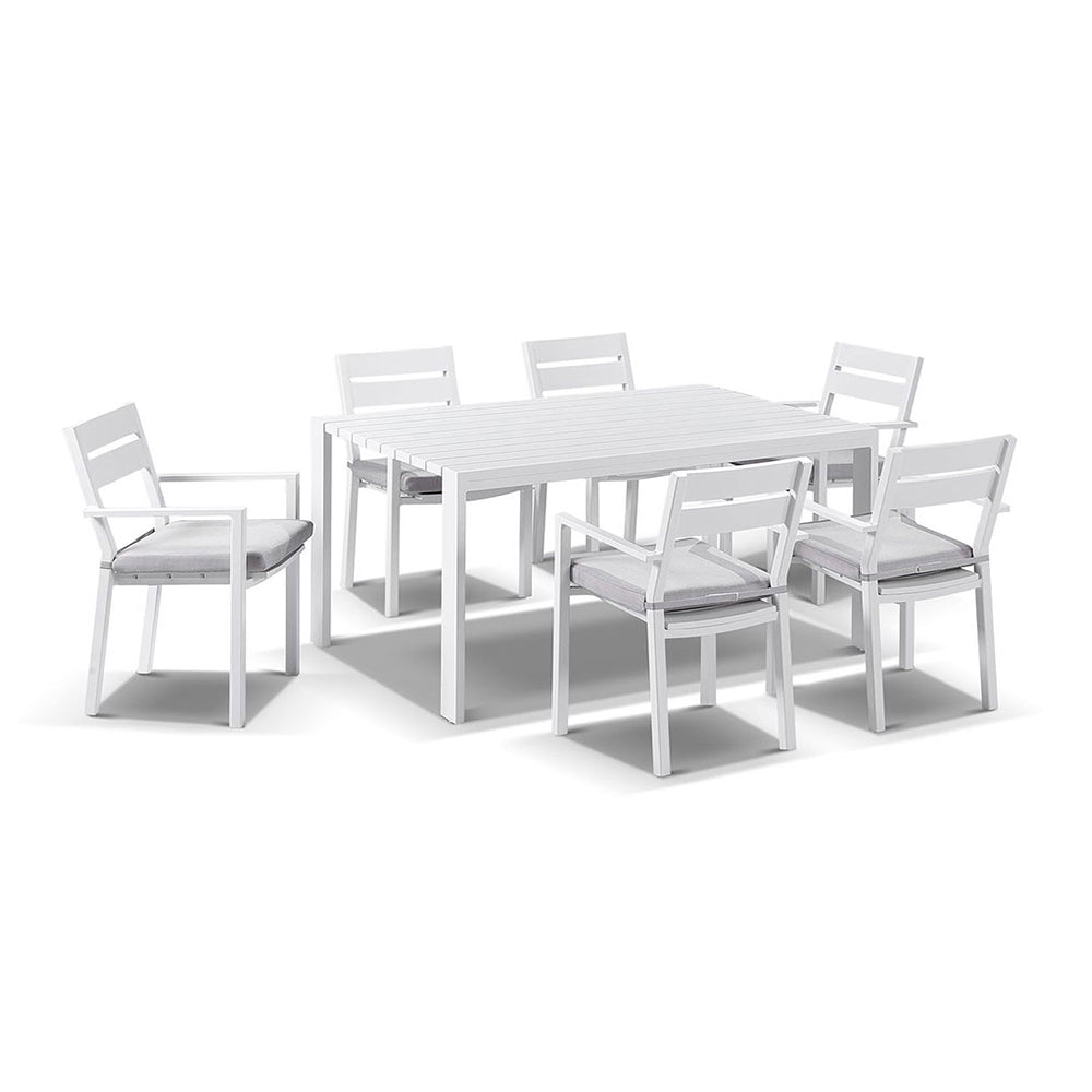 Capri 6 Seater Outdoor Aluminium Dining Setting with Santorini Chairs