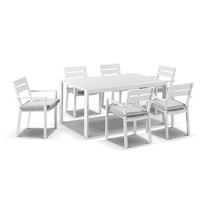 Capri 6 Seater Outdoor Aluminium Dining Setting with Santorini Chairs