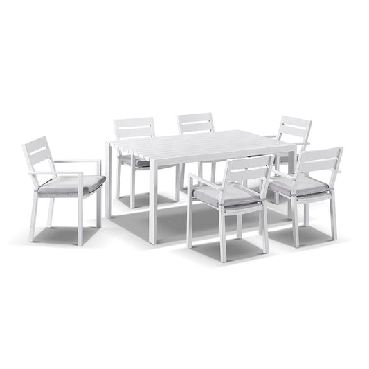 Capri 6 Seater Outdoor Aluminium Dining Setting with Santorini Chairs