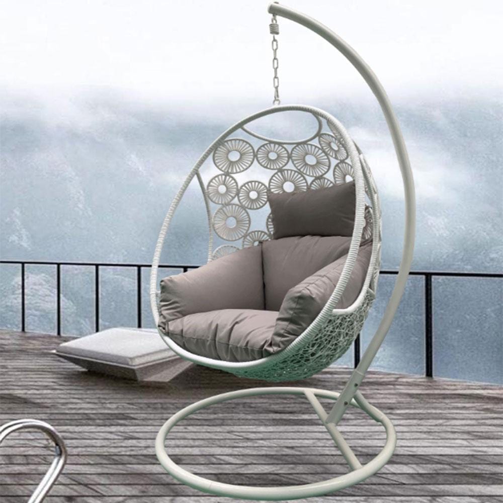 Havana Hanging Egg Chair in White with Stand
