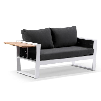 Corfu 2 Seater Outdoor Aluminium and Teak Timber Lounge with Sunbrella®