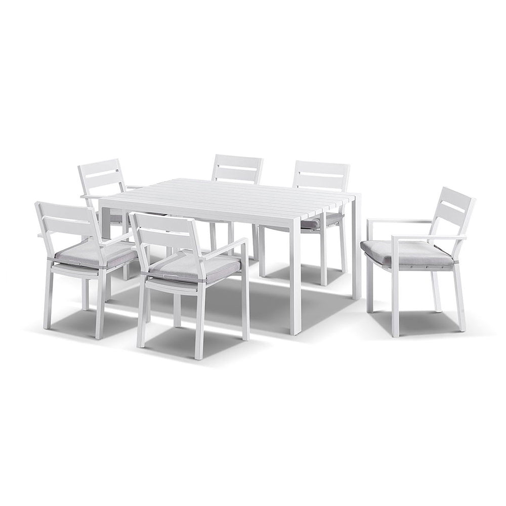Capri 6 Seater Outdoor Aluminium Dining Setting with Santorini Chairs