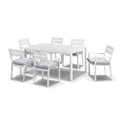 Capri 6 Seater Outdoor Aluminium Dining Setting with Santorini Chairs