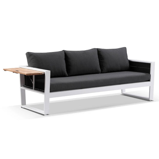 Corfu 3+2+1 Aluminium & Teak Lounge with Coffee Table & Side Table with Sunbrella® cushions