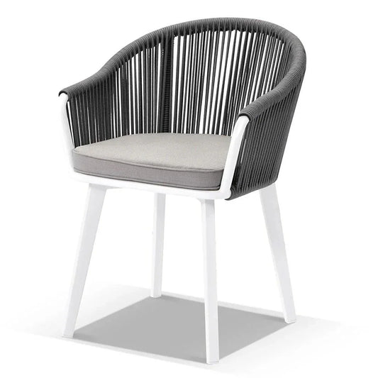 Alpine Outdoor Rope and Aluminium Dining Chair in Frost White