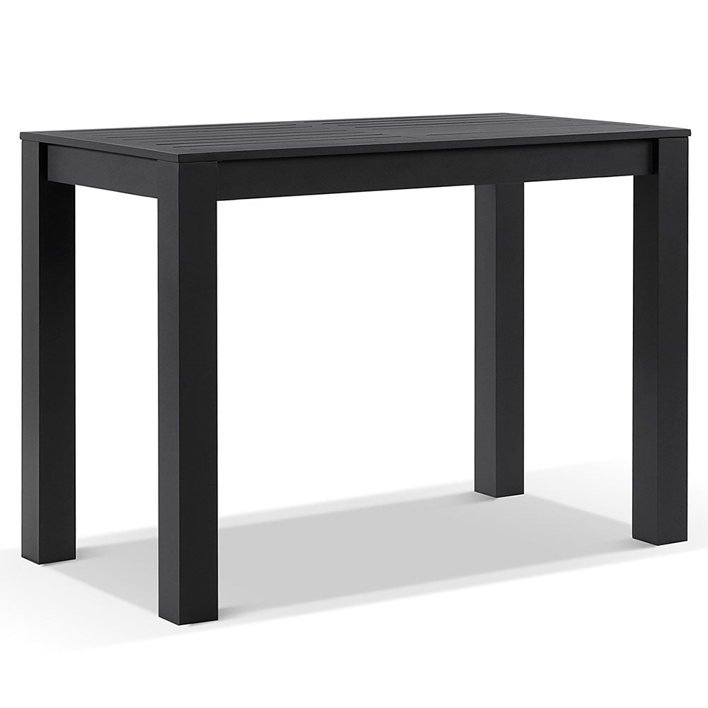 Santorini Outdoor Aluminium 1.5m Bar Table with 6 Hugo Aluminium and Rope Bar Stool