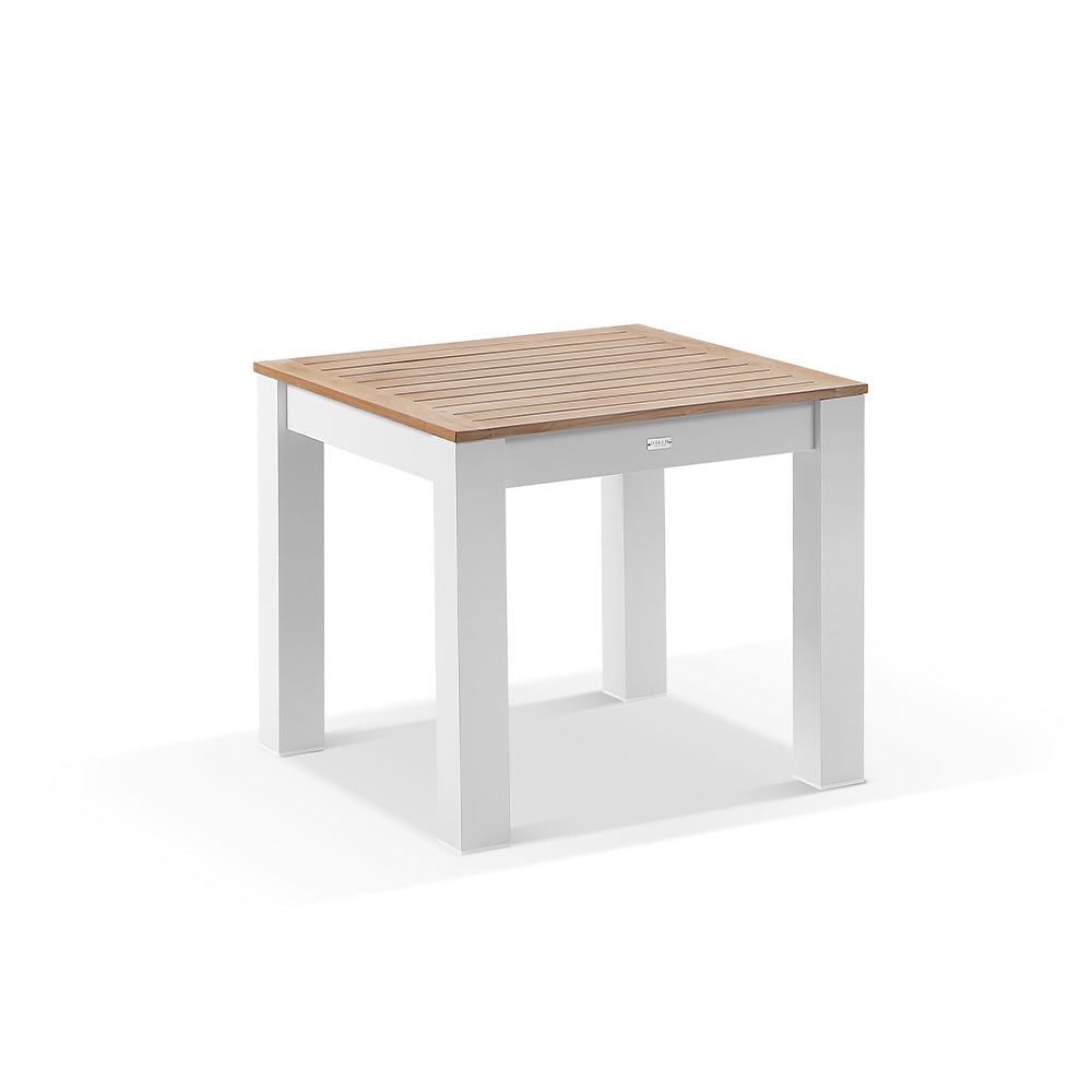 Balmoral 4 Seater Square Teak Top Aluminium Dining Table with Capri Chairs