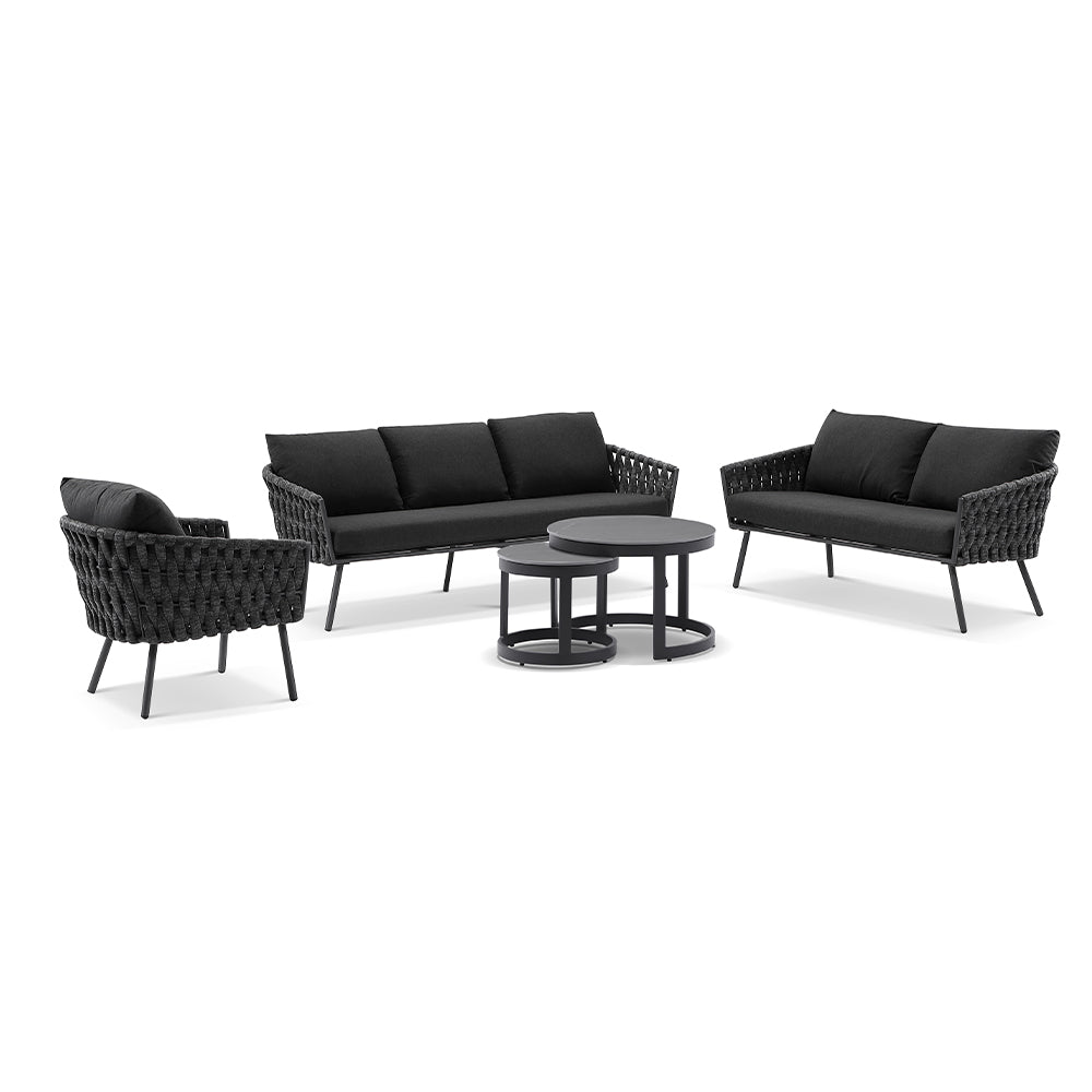 Lismore 3+2+1 Seater Outdoor Aluminium and Rope Lounge Set