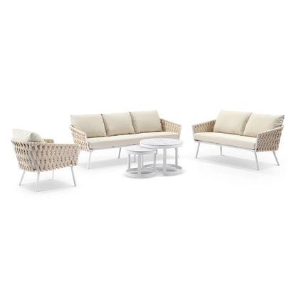 Lismore 3+2+1 Seater Outdoor Aluminium and Rope Lounge Set