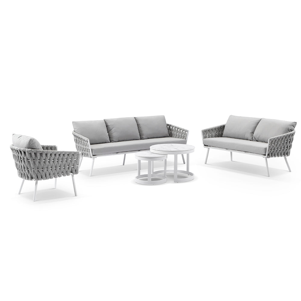 Lismore 3+2+1 Seater Outdoor Aluminium and Rope Lounge Set