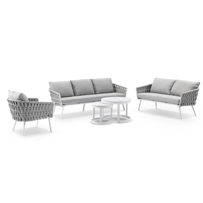 Lismore 3+2+1 Seater Outdoor Aluminium and Rope Lounge Set