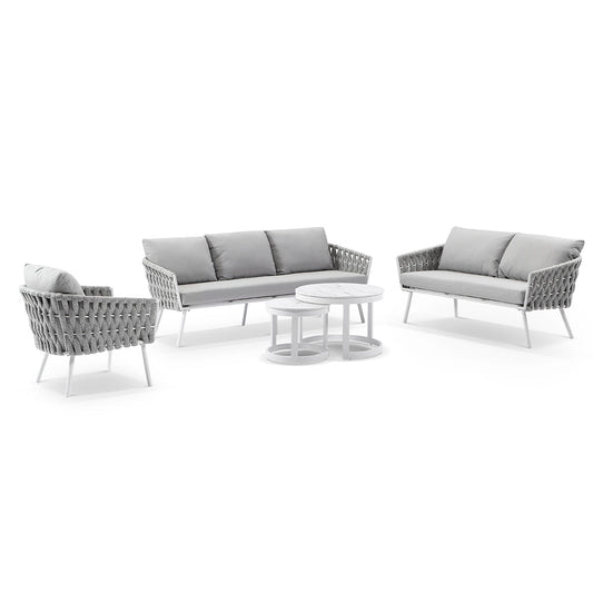 Lismore 3+2+1 Seater Outdoor Aluminium and Rope Lounge Set