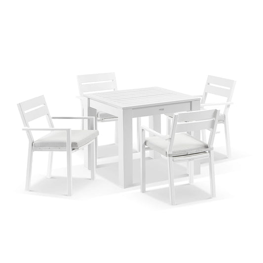 Santorini Outdoor 4 Seater Square Aluminium Dining Table with Santorini Chairs
