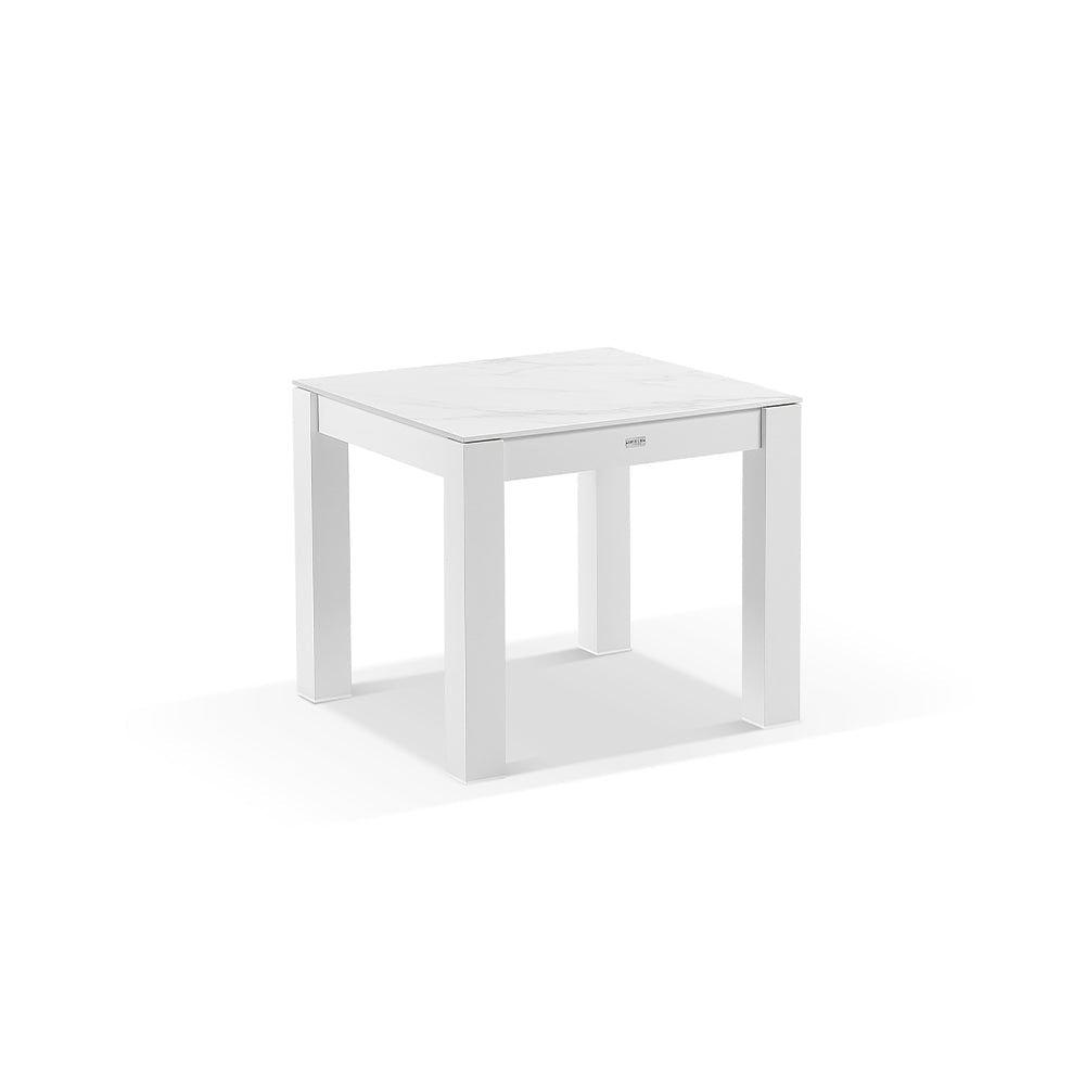 Hugo Outdoor 4 Seater Square Ceramic and Aluminium Dining Table with Kansas Chairs in Sunbrella