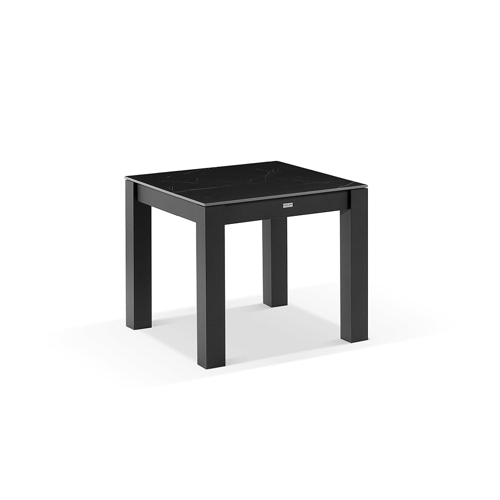 Hugo Outdoor 4 Seater Square Ceramic and Aluminium Dining Table with Santorini Dining Chairs