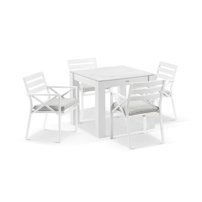 Hugo Outdoor 4 Seater Square Ceramic and Aluminium Dining Table with Kansas Chairs