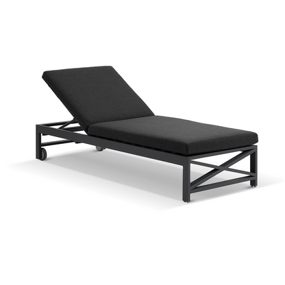 Kansas Outdoor Aluminium Sun Lounge on Wheels with Hugo Slide Under Side Table