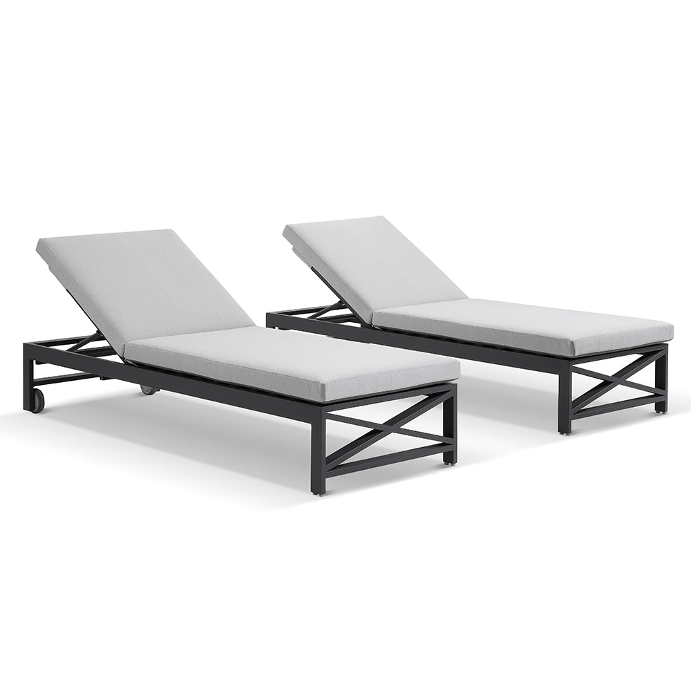 Kansas Outdoor Aluminium Sun Lounge Set on Wheels