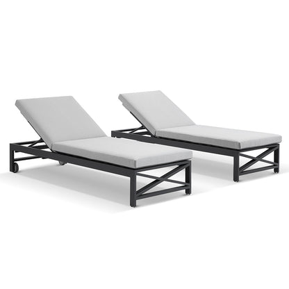 Kansas Outdoor Aluminium Sun Lounge Set on Wheels