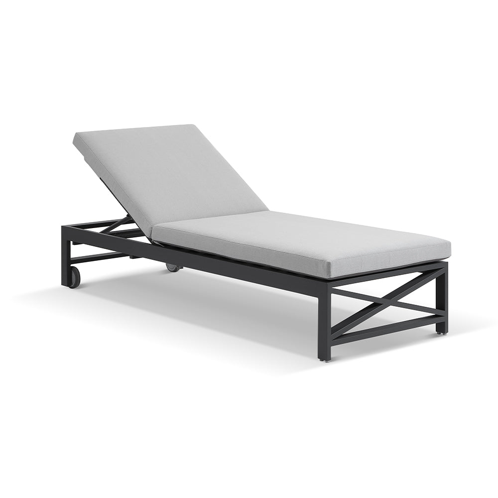 Kansas Outdoor Aluminium Sun Lounge Set on Wheels with Hugo Side Table