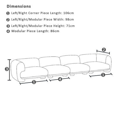 Airlie Indoor 4 seater Modular Fabric Sofa Lounge