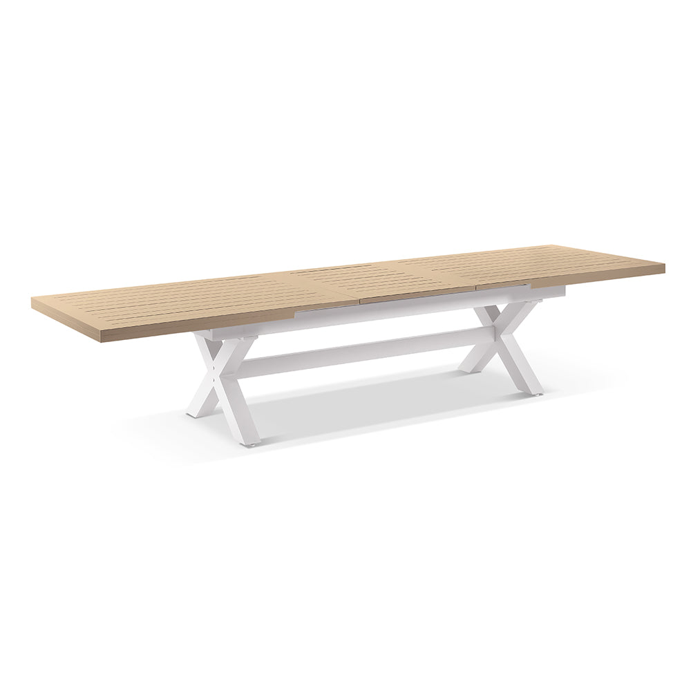 Austin Outdoor 3m-3.8m Extension Dining Table with Light Oak Aluminium Top