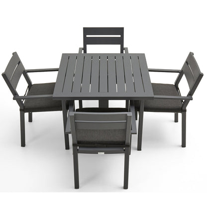 Avoca Outdoor Square Pedestal Aluminium Dining Table with Santorini Chairs
