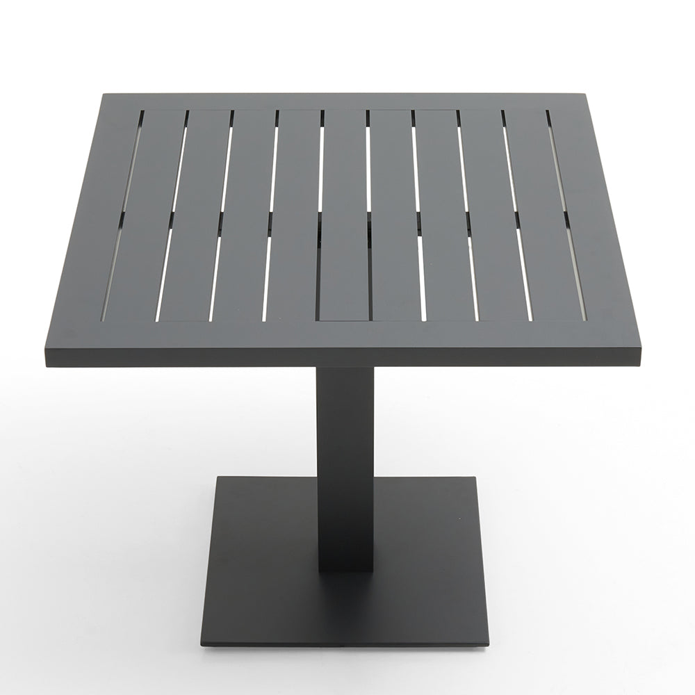 Avoca Outdoor Square Pedestal Aluminium Dining Table with Hugo Rope Chairs