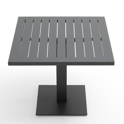 Avoca Outdoor Square Pedestal Aluminium Dining Table with Hugo Rope Chairs