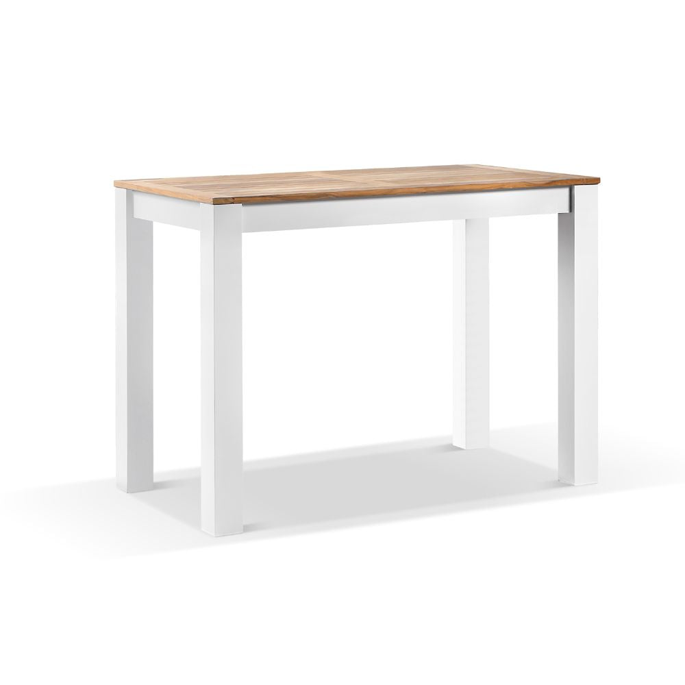 Balmoral Outdoor 1.5m rectangle Teak Top Aluminium Bar Table