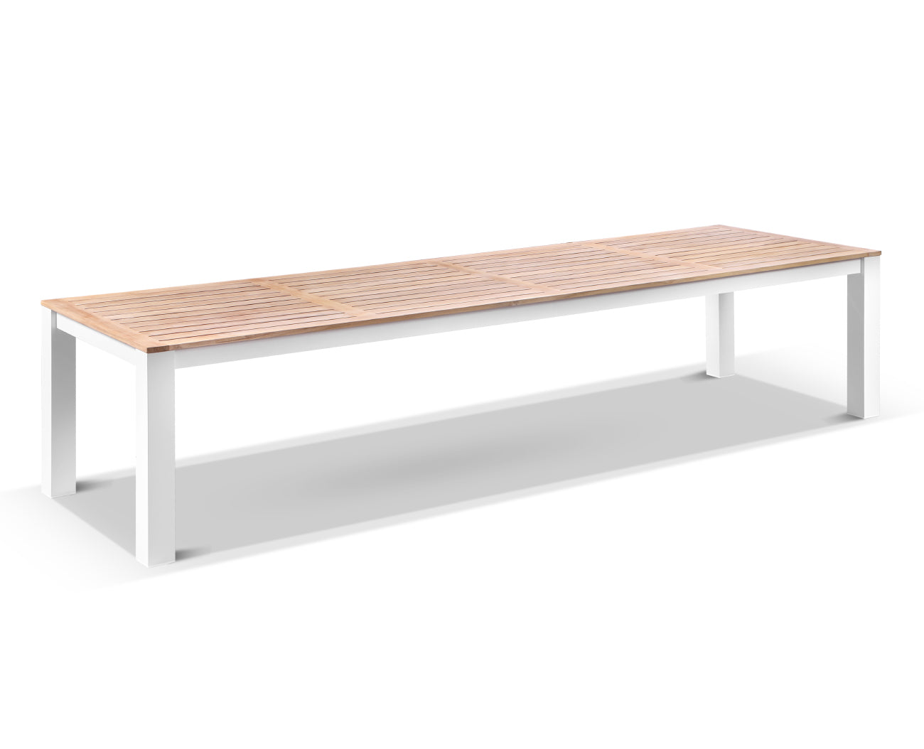 Balmoral 3.55m Teak Top Aluminium Table with 12 Kansas Dining Chairs with Sunbrella Cushions