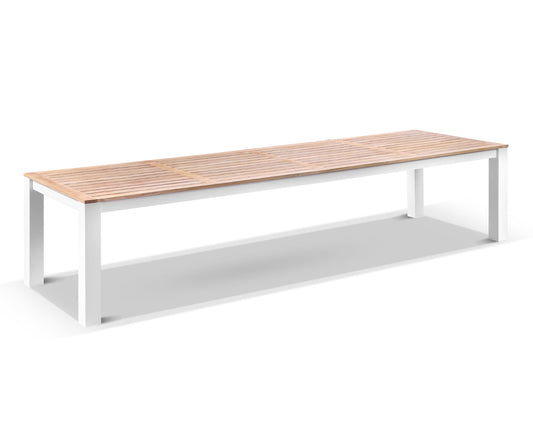 Balmoral 3.55m Teak Top Aluminium Table with 12 Kansas Dining Chairs