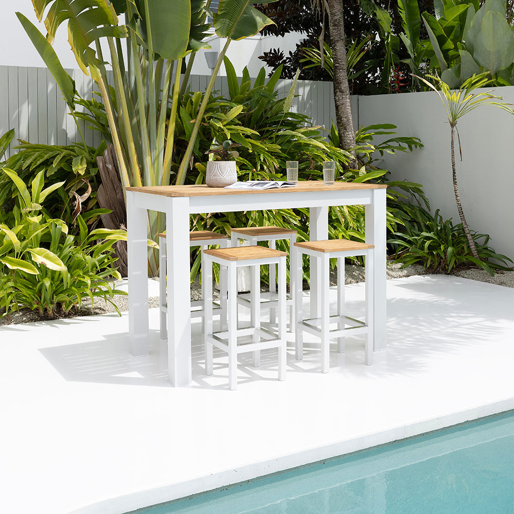 Balmoral 4 Seater Teak Top and Aluminium Patio Bar Setting