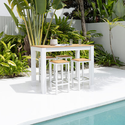 Balmoral 4 Seater Teak Top and Aluminium Patio Bar Setting