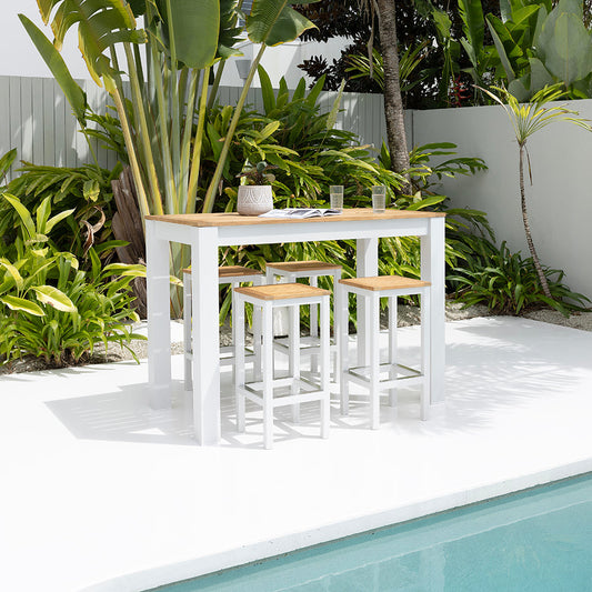 Balmoral 4 Seater Teak Top and Aluminium Patio Bar Setting