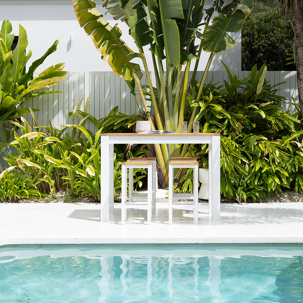 Balmoral 4 Seater Teak Top and Aluminium Patio Bar Setting