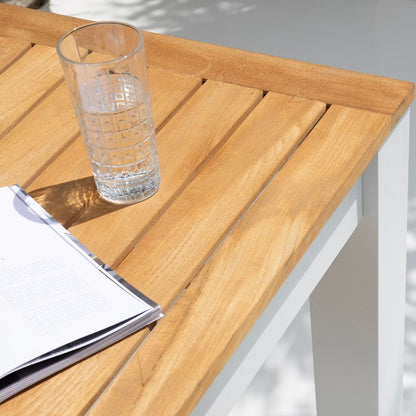 Balmoral Outdoor 1.5m rectangle Teak Top Aluminium Bar Table