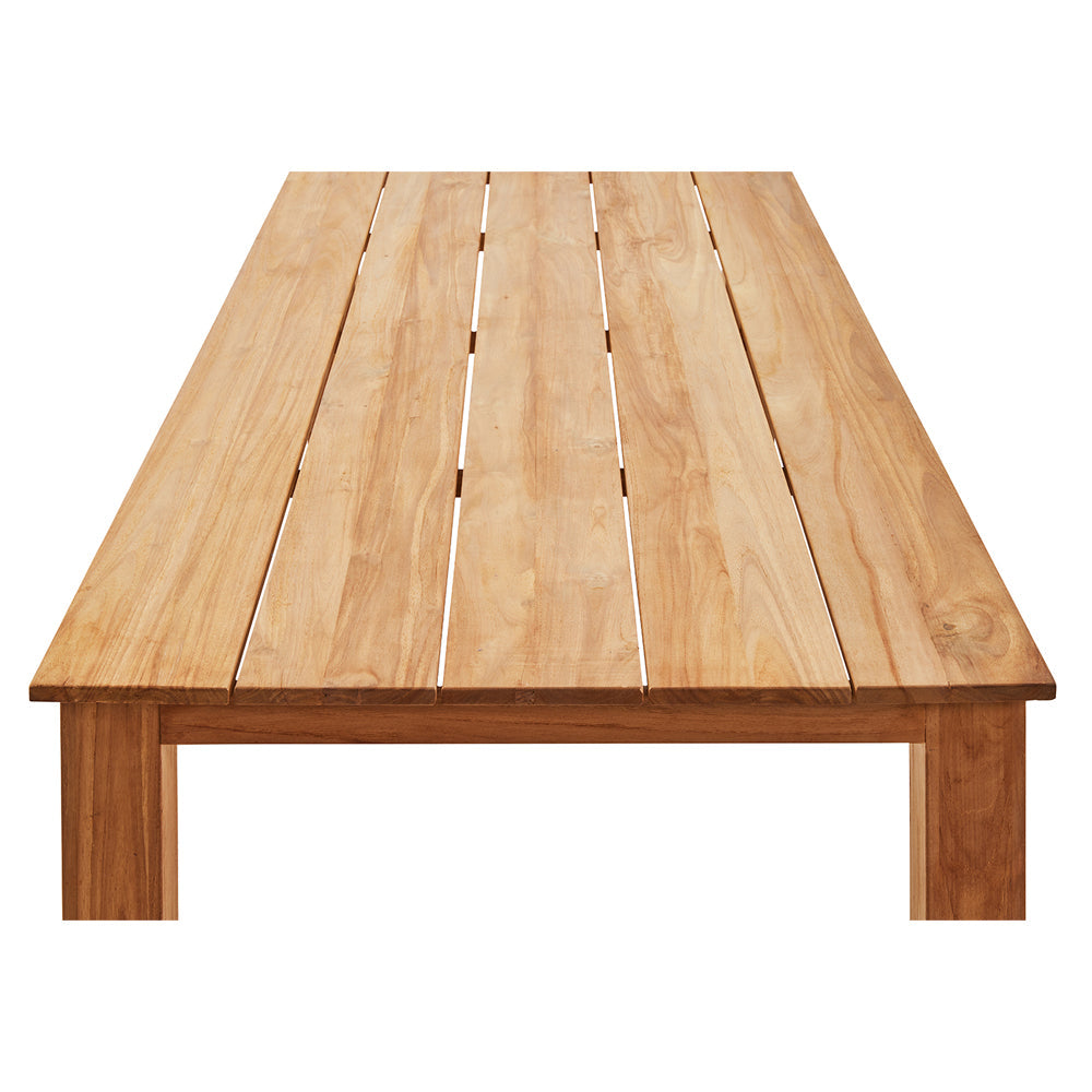 Barbados Outdoor Teak 2.4m Rectangle Dining Table With 8 Coastal Wicker Chairs