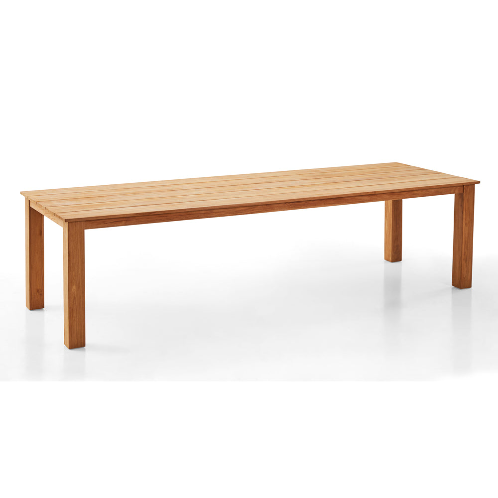 Barbados Outdoor Teak 3m Rectangle Dining table with 10 Coastal Wicker Chairs