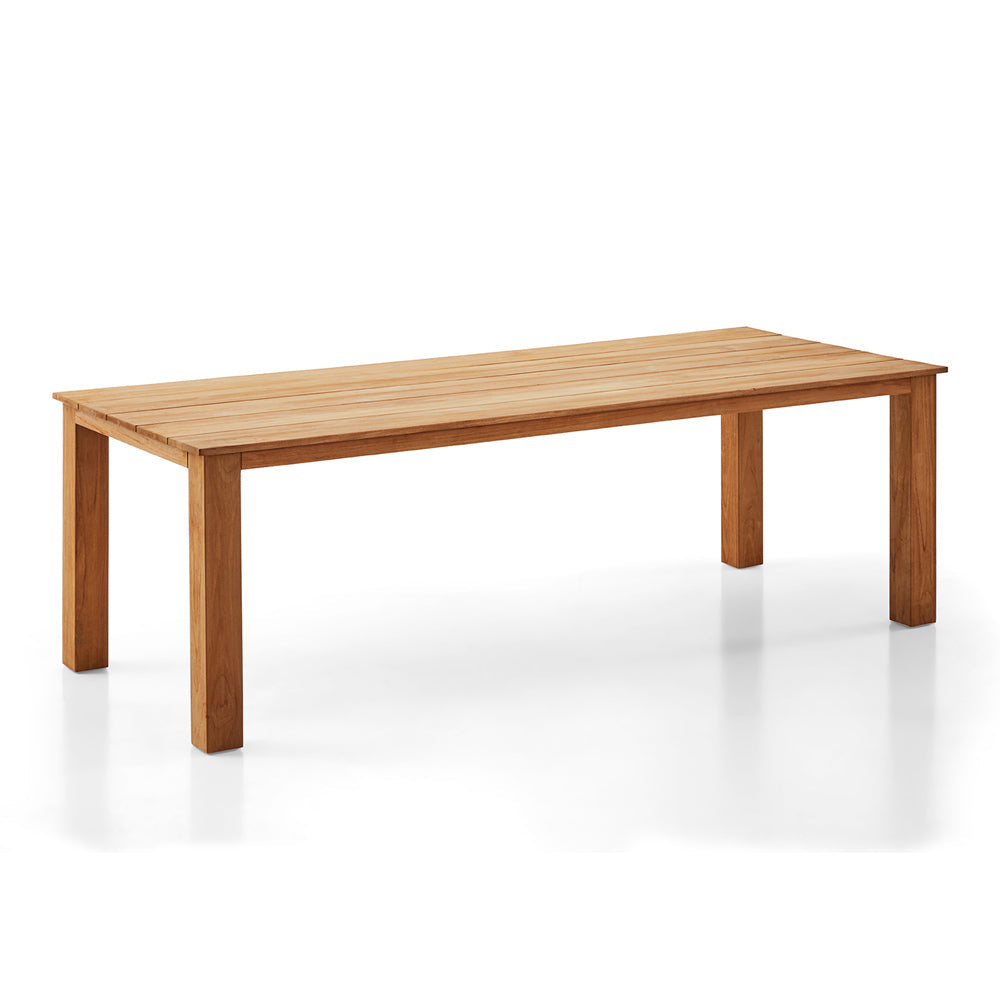 Barbados Outdoor Teak 2.4m Rectangle Table with 2 Bench Seats FSC Certified Teak Timber