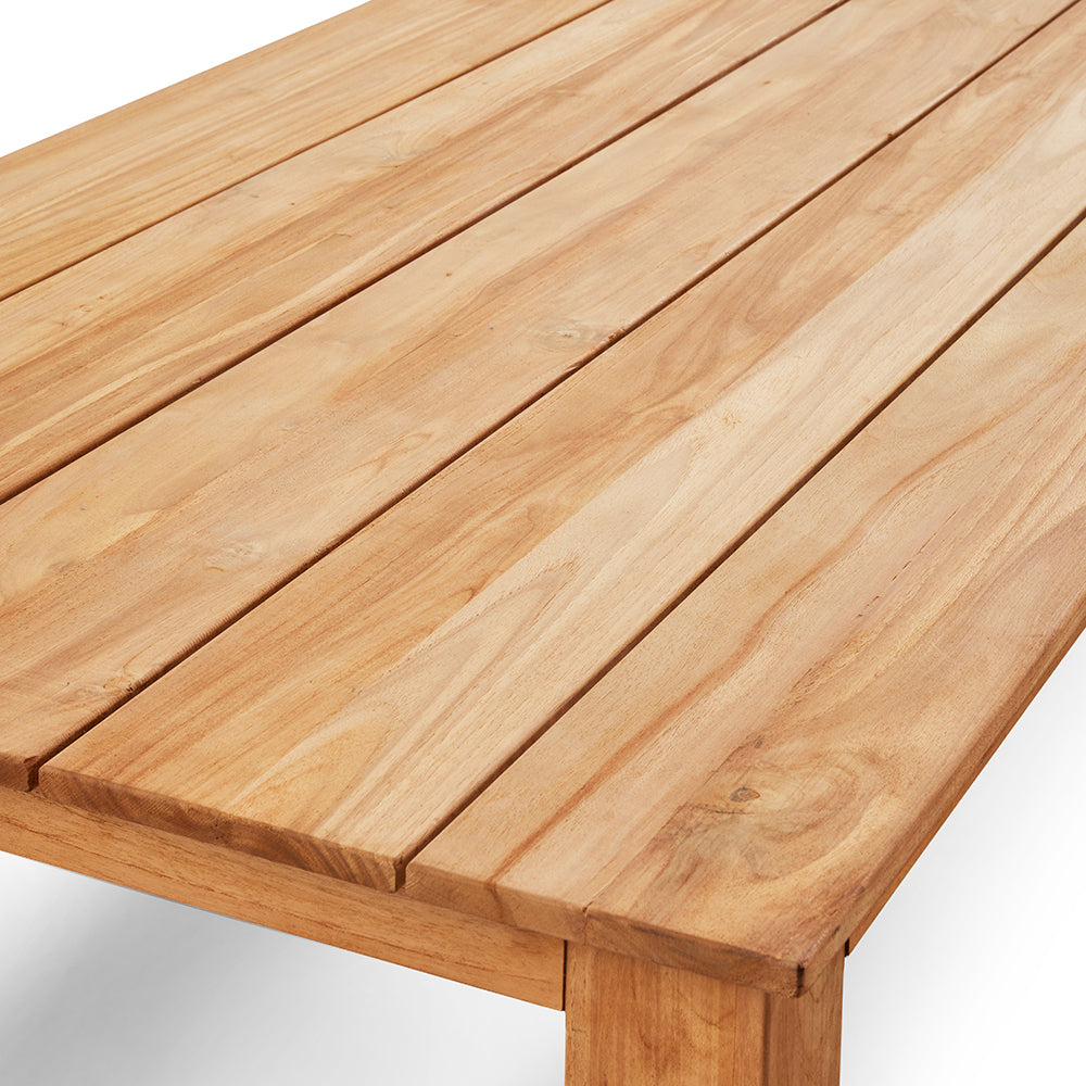 Barbados Outdoor Teak 2.4m Rectangle Table with 2 Bench Seats FSC Certified Teak Timber