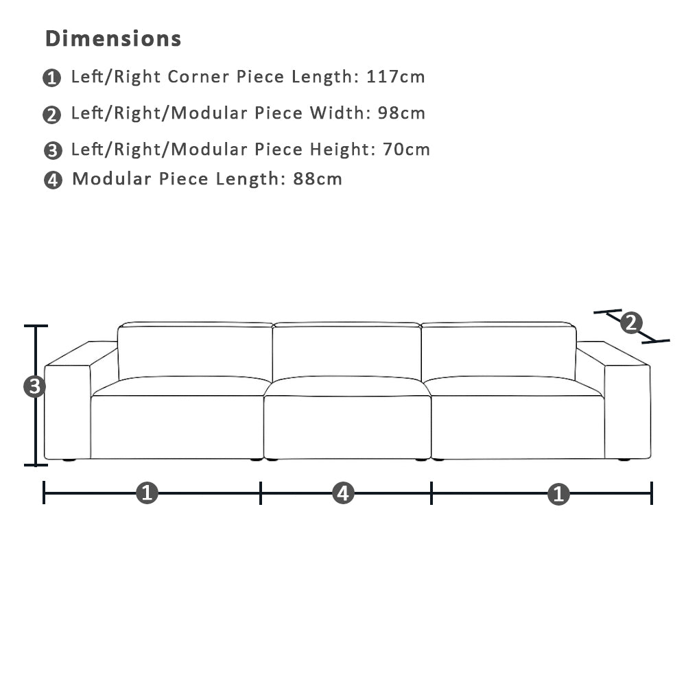 Brighton Indoor 3 Seater Fabric Sofa Lounge with Ottoman