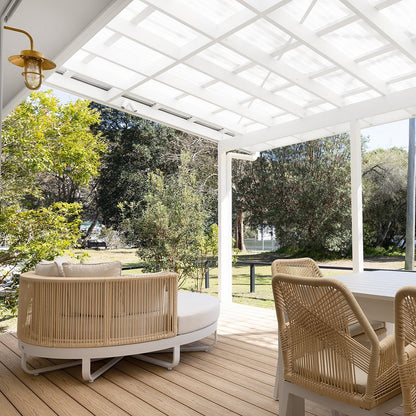 Cannes Outdoor Round Aluminium and Rope Daybed Sun Lounge