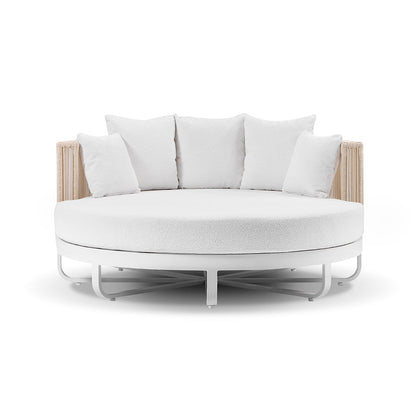 Cannes Outdoor Round Aluminium and Rope Daybed Sun Lounge