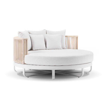 Cannes Outdoor Round Aluminium and Rope Daybed Sun Lounge