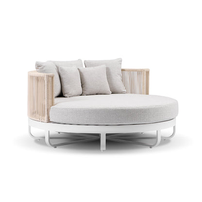 Cannes Outdoor Round Aluminium and Rope Daybed Sun Lounge