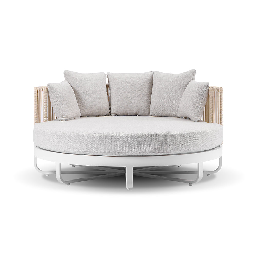 Cannes Outdoor Round Aluminium and Rope Daybed Sun Lounge