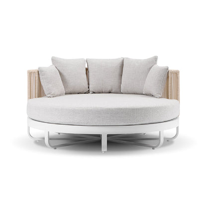 Cannes Outdoor Round Aluminium and Rope Daybed Sun Lounge