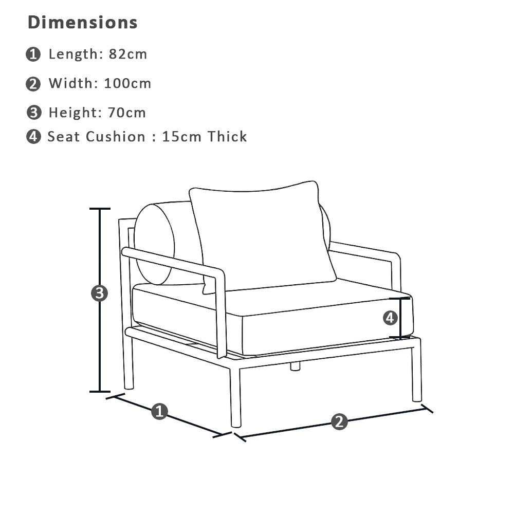 Capella 1 Seater Outdoor Aluminium Lounge Armchair